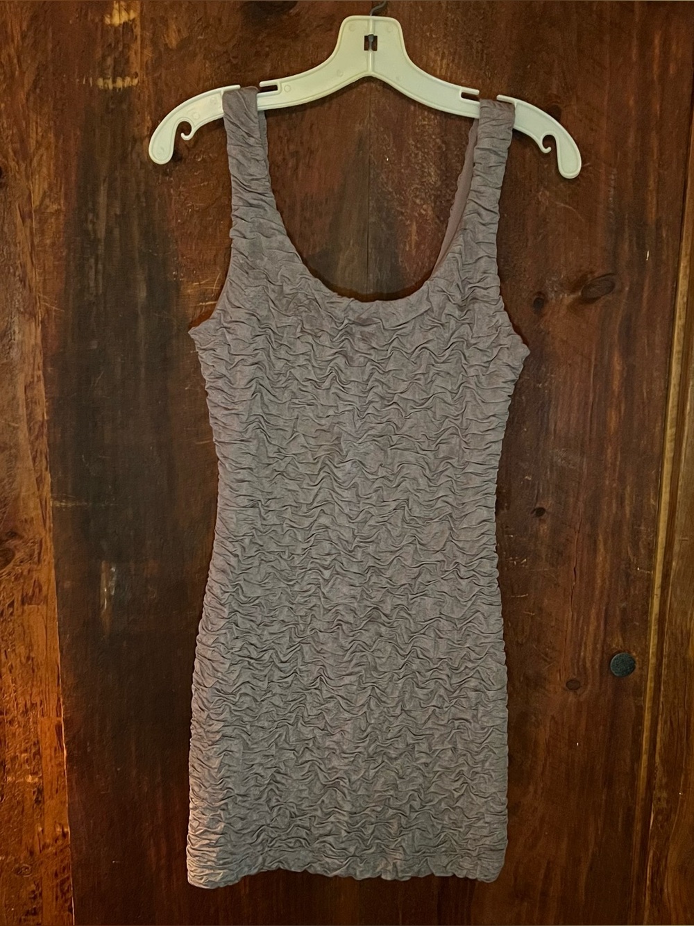 Forever 21 Taupe Ruched Scoop Neck Mini Dress
